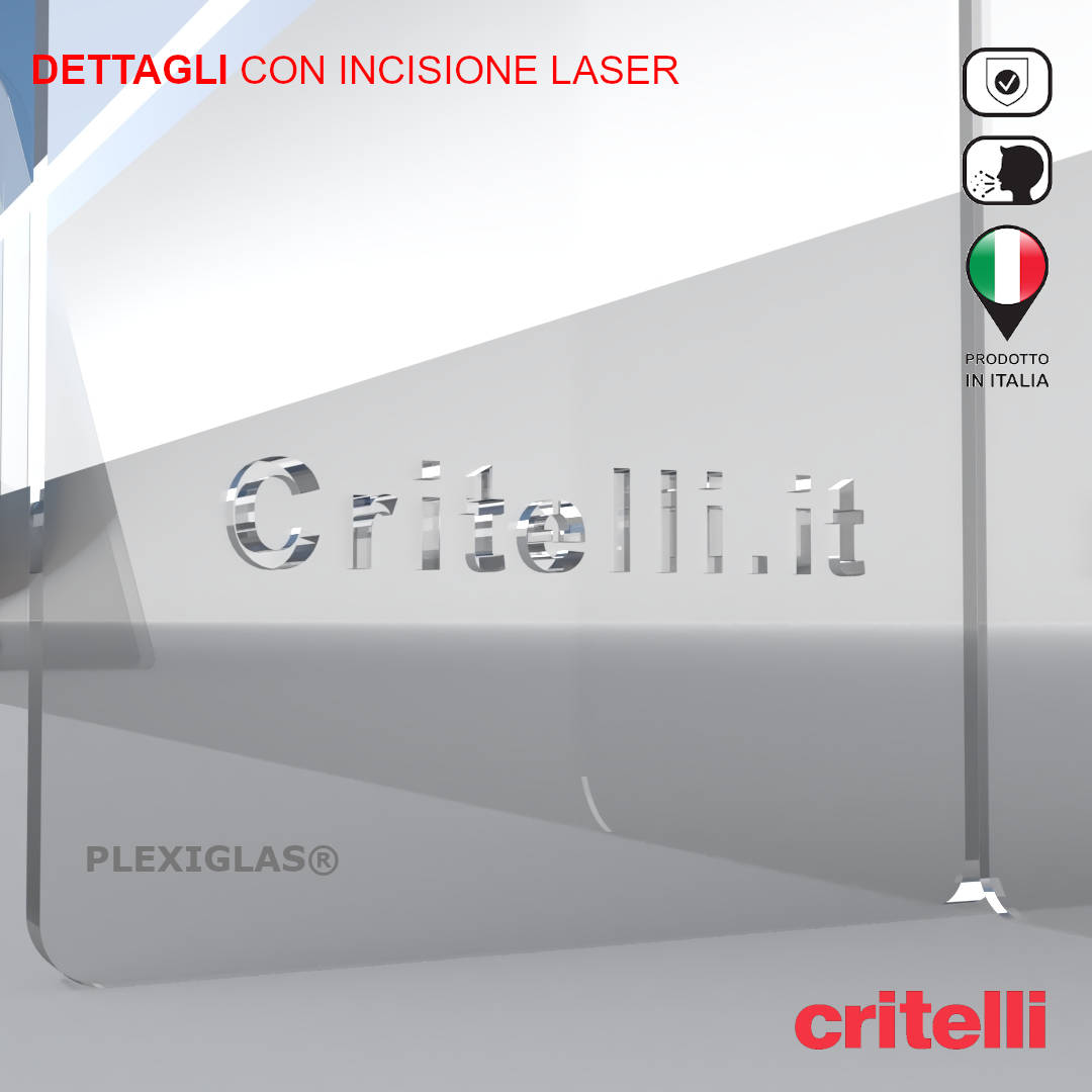 Barriera plexiglass e policarbonato parafiato di protezione con schermo  trasparente fumè 200×100 cm –