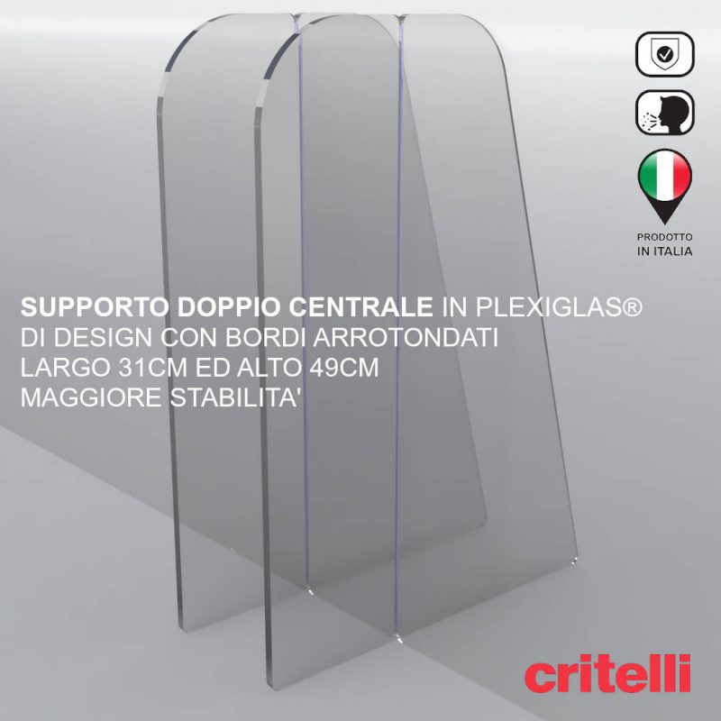 Barriera plexiglass e policarbonato parafiato trasparente di protezione L200 H100 cm doppio foro - immagine 6