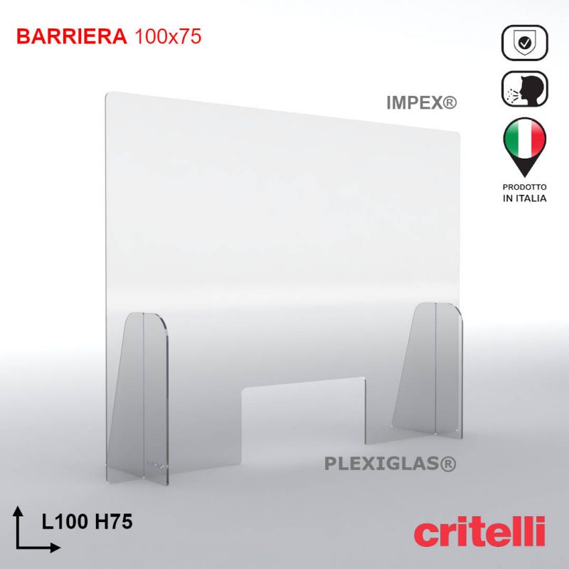 Barriera parafiato con schermo trasparente 100x75