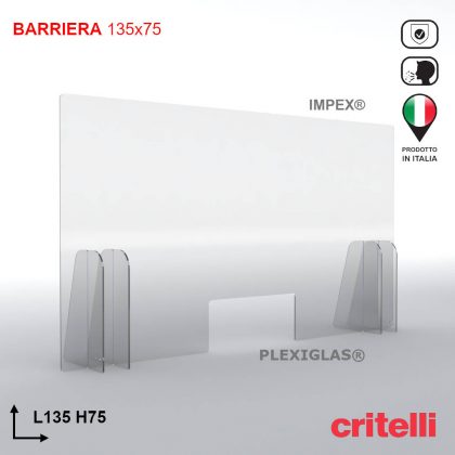 Barriera parafiato con schermo trasparente 135x75