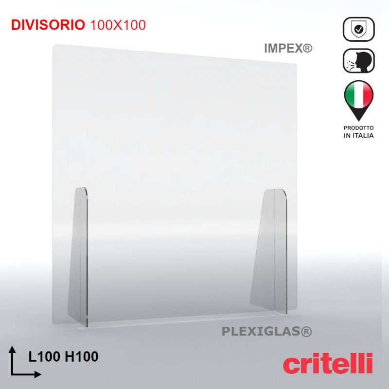 Divisorio separè parafiato di protezione con schermo trasparente fumè 100X100 cm