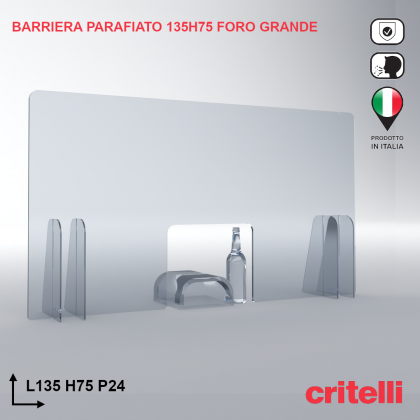 Barriera parafiato trasparente antiurto 135X75 foro grande