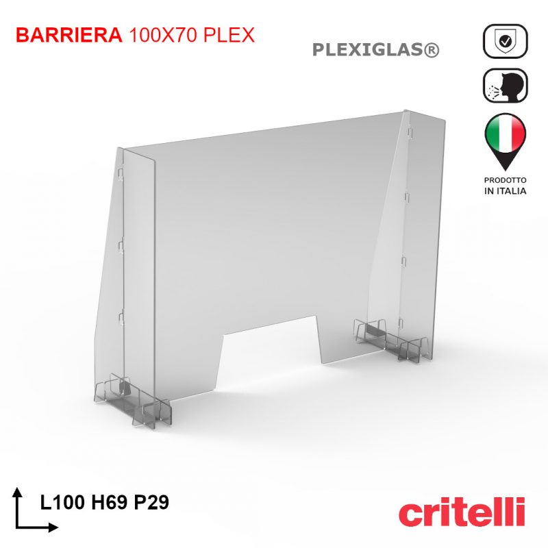 Barriera plexiglass e policarbonato di protezione trasparente 100x70 cm PLEX - immagine 4