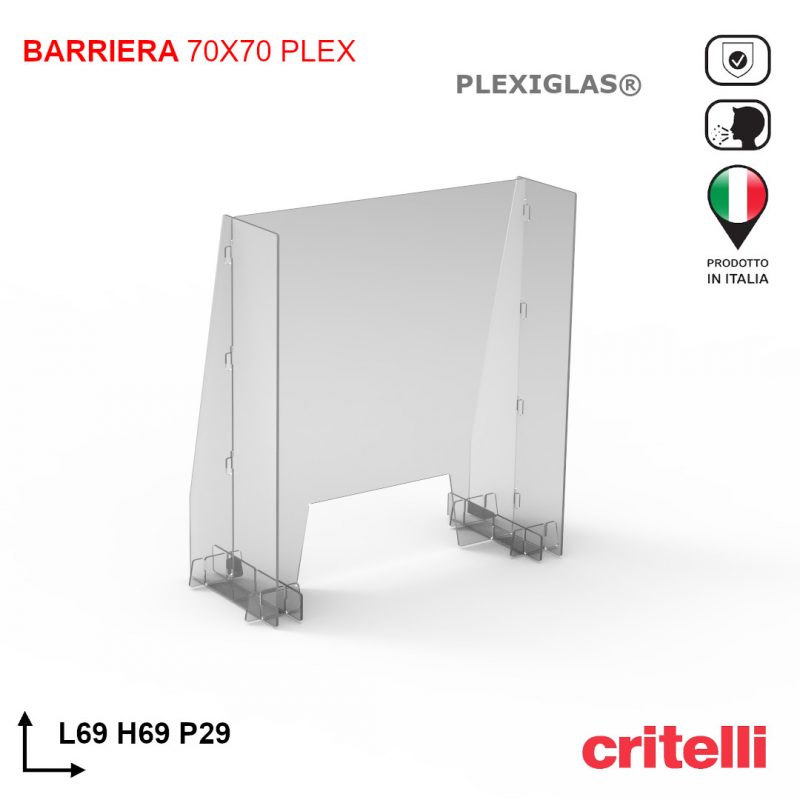 Barriera plexiglass e policarbonato di protezione trasparente 70X70 cm PLEX - immagine 4