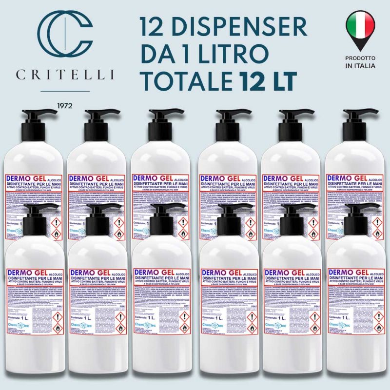 gel igienizzante mani Dermogel base alcool isopropilico al 75percento