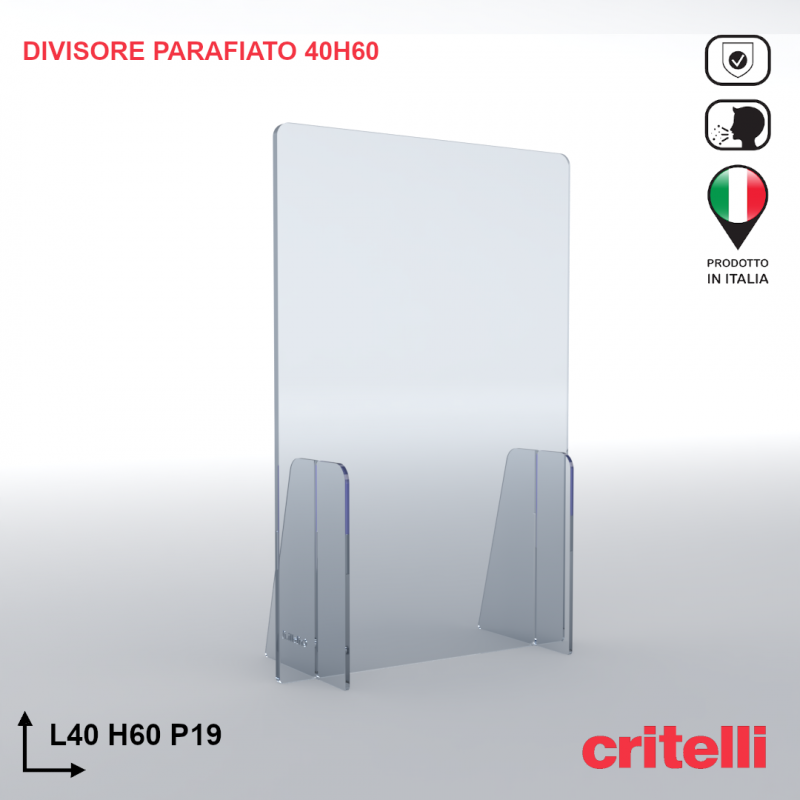 Divisorio parafiato antiurto separè trasparente 40X60