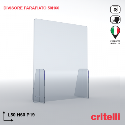 Divisorio parafiato antiurto separè trasparente 50X60