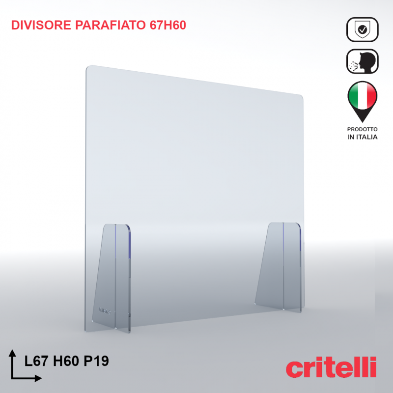 Divisorio parafiato antiurto separè trasparente 67X60