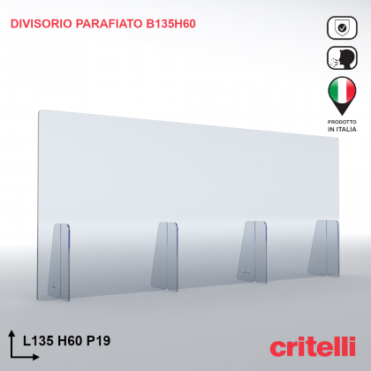 Divisorio parafiato antiurto separè trasparente 135X60