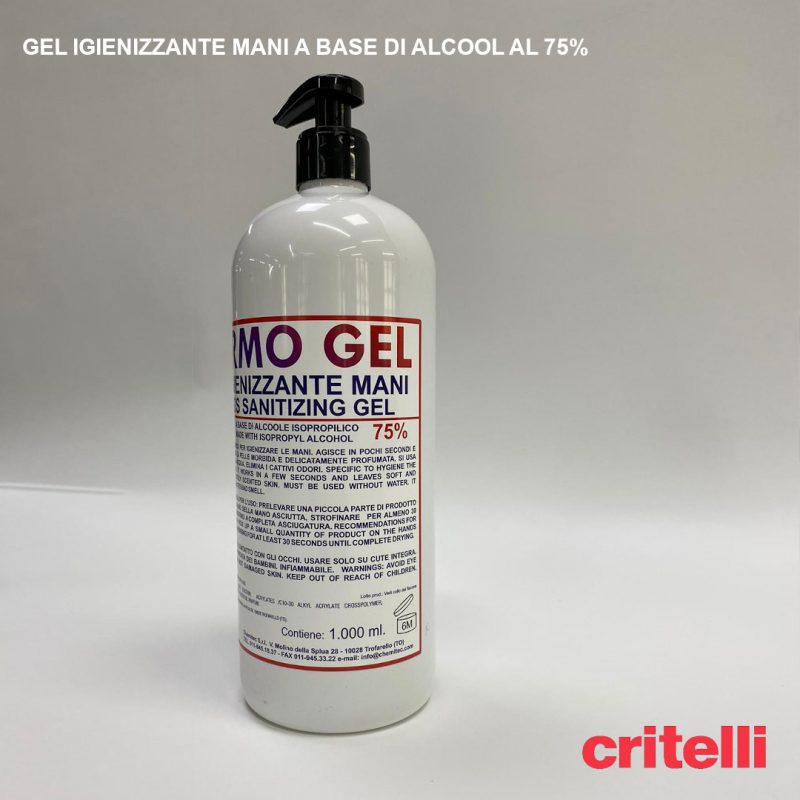 gel igienizzante mani base alcool 75 percento