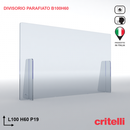 Divisorio barriera parafiato antiurto separè trasparente 100X60S3