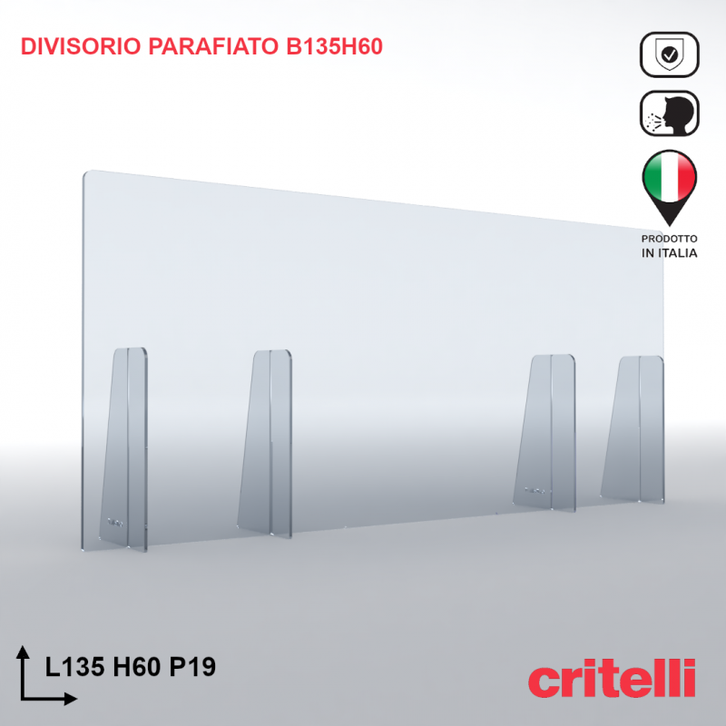 Divisorio barriera parafiato antiurto separè trasparente 135X60S3