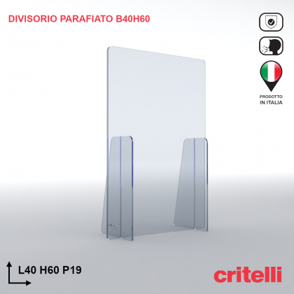 Divisorio barriera parafiato antiurto separè trasparente 40X60