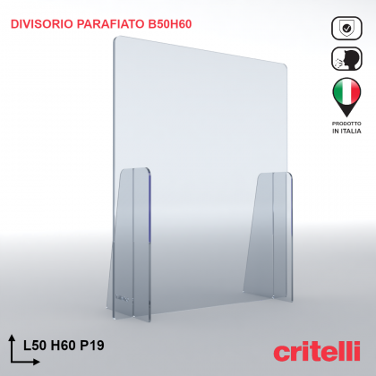 Divisorio barriera parafiato antiurto separè trasparente 50X60S3