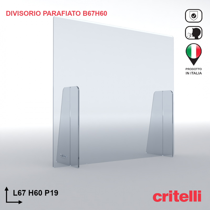 Divisorio barriera parafiato antiurto separè trasparente 67X60S3