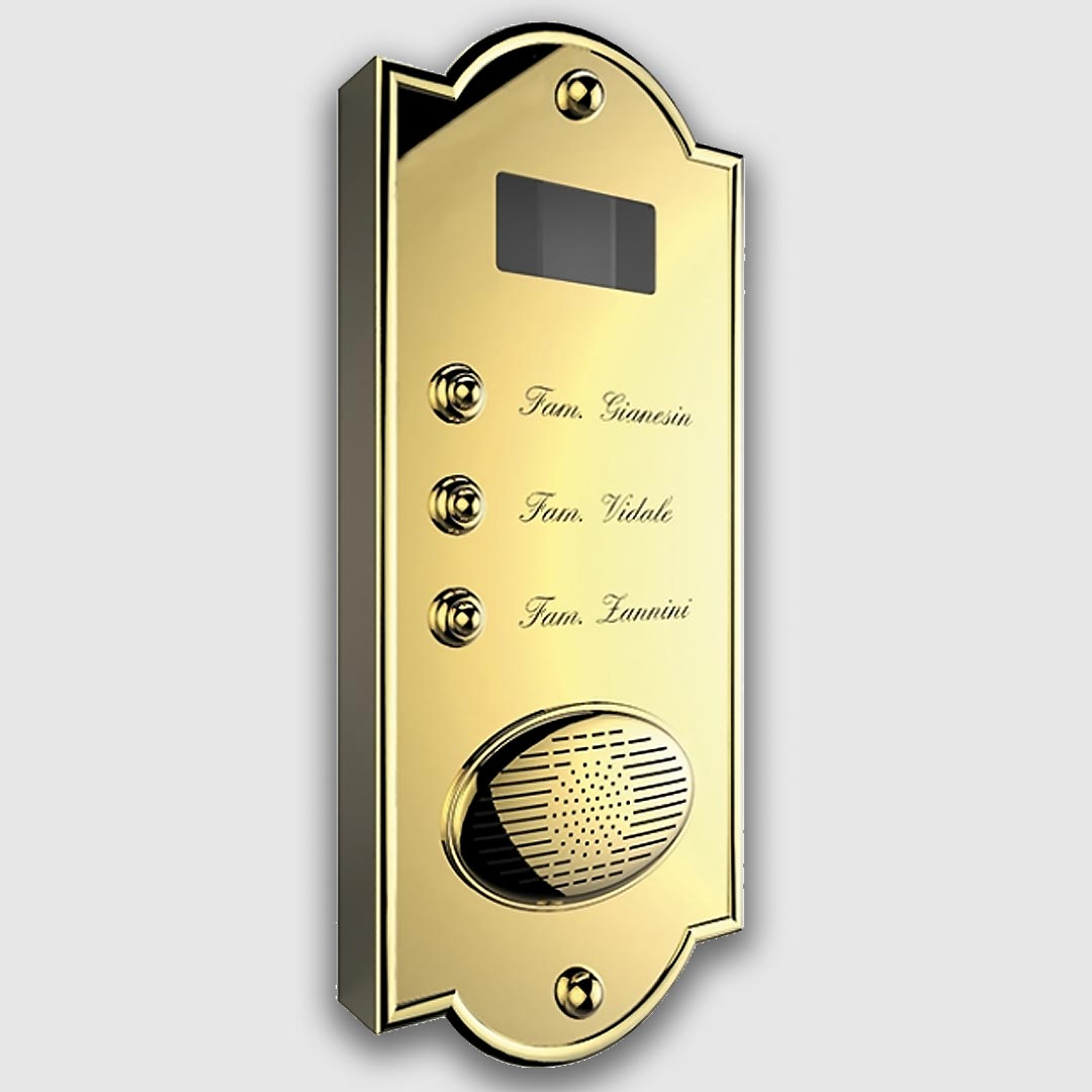 PULSANTIERA PER CITOFONO Ottone Lucido 6 Pulsanti Oro Lucido 6 FAMIGLIE