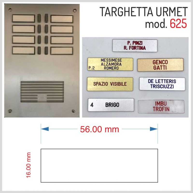 Targhetta urmet mod. 625 plexiglass