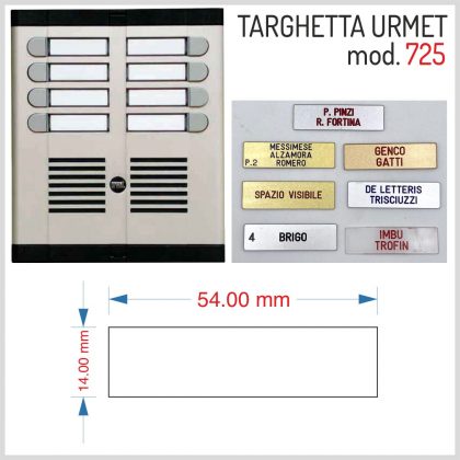 Targhetta urmet mod. 725 plexiglass