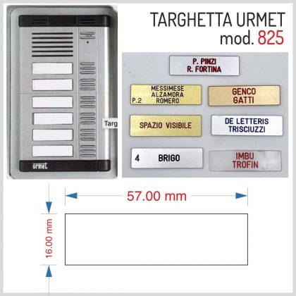 Targhetta urmet mod. 825 plexiglass