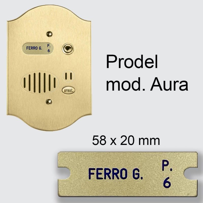 Targhetta in plexiglass incisa modello Prodel Aura