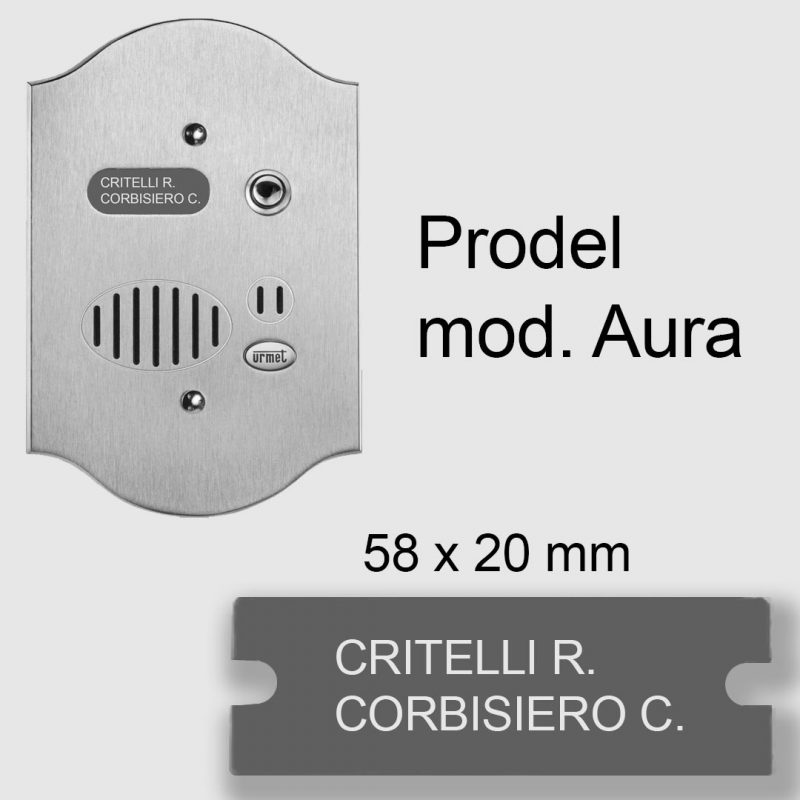 Targhetta in policarbonato grigio originale modello Prodel Aura