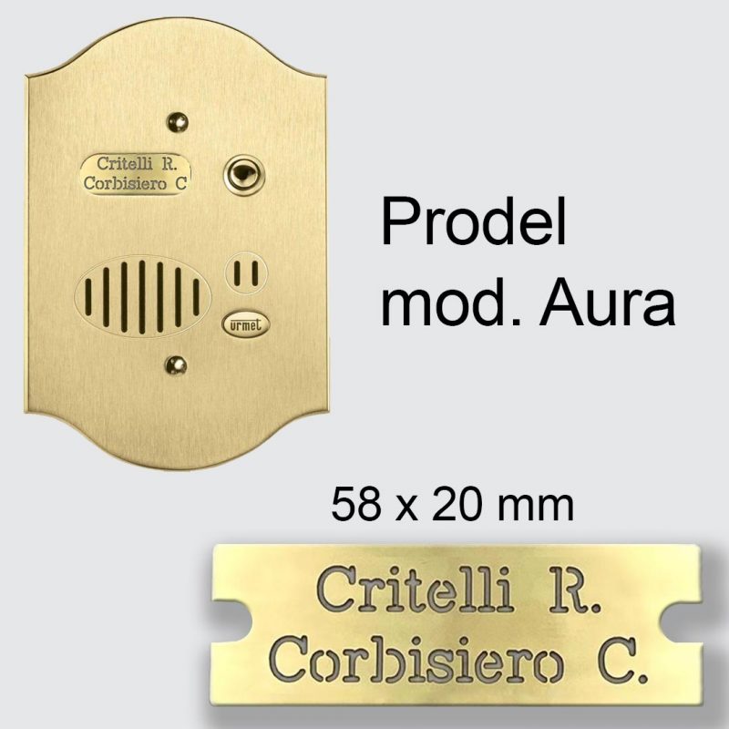 Targhetta in Ottone traforata PVD modello Prodel