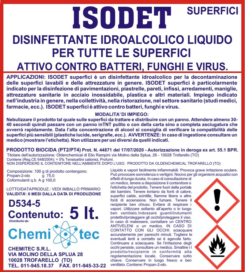 Isodet igienizzante decontaminante professionale disinfettante