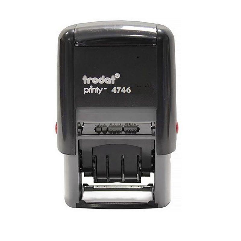 TRODAT PRINTY P2 4746 Timbro Numeratore Autoinchiostrante a 6 Colonne Eco Nero Altezza Numeri 4 mm inclusa Cartuccia Nera Impronta Personalizzabile 41 x 24 mm con 2 righe di Testo