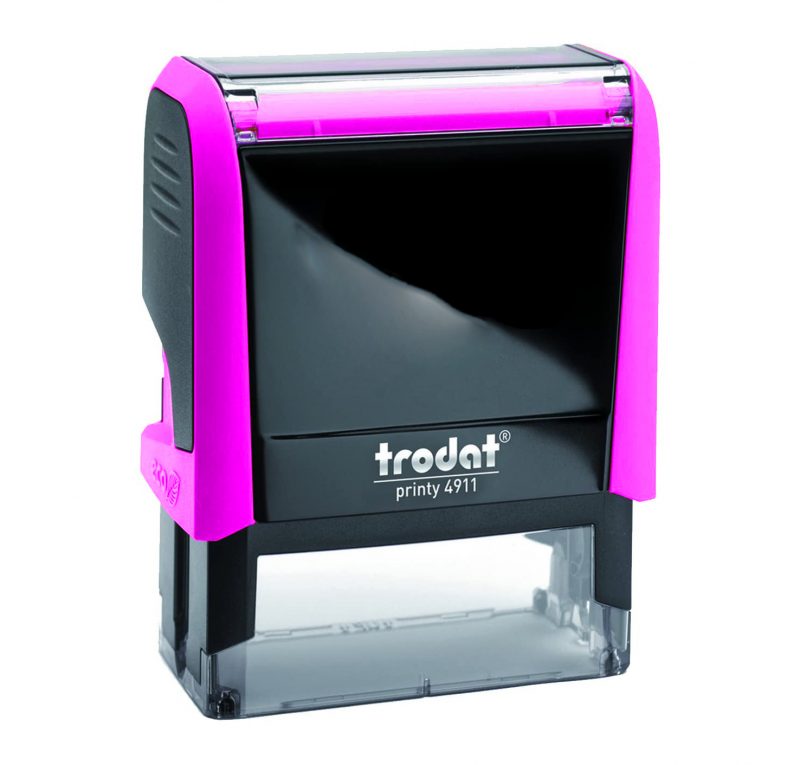 TRODAT PRINTY 4911 Timbro Autoinchiostrante Rettangolare Fucsia Neon 38x14 mm Testo a 3-4 righe