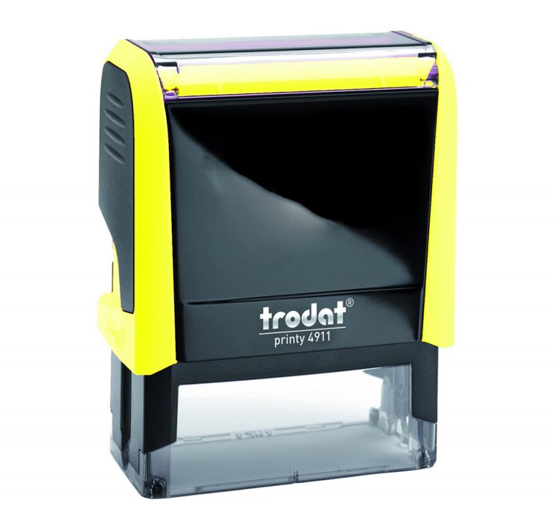 TRODAT PRINTY 4911 Timbro Autoinchiostrante Rettangolare Giallo Neon 38x14 mm Testo a 3-4 righe