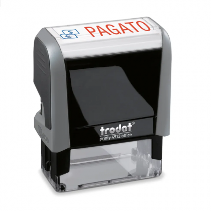 TRODAT PRINTY 4912 Timbro da Ufficio PAGATO Blu-Rosso Autoinchiostrante Rettangolare 47×18 mm