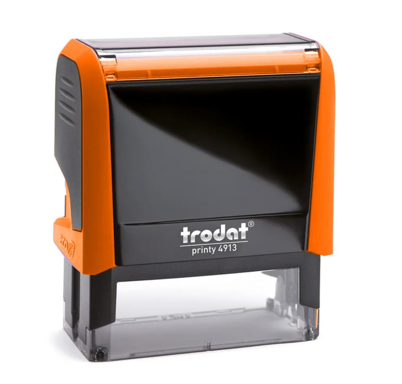 TRODAT PRINTY 4913 Timbro Autoinchiostrante Rettangolare Arancione Neon 58×22 mm Testo a 5-6 righe con Cartuccia Nera