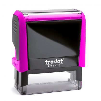 TRODAT PRINTY 4913 Timbro Autoinchiostrante Rettangolare Fucsia Neon 58×22 mm Testo a 5-6 righe con Cartuccia Nera