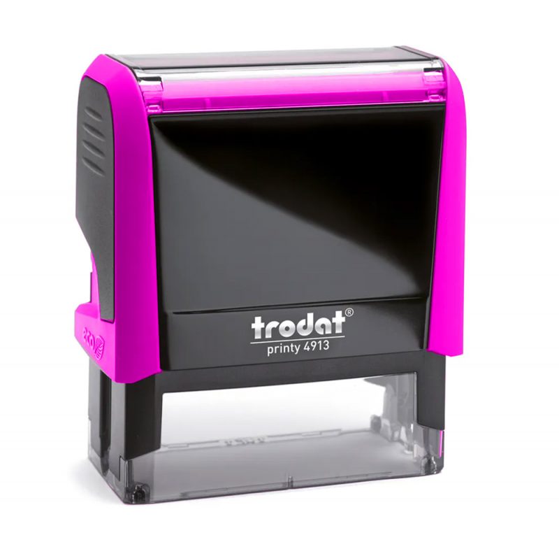 TRODAT PRINTY 4913 Timbro Autoinchiostrante Rettangolare Fucsia Neon 58×22 mm Testo a 5-6 righe con Cartuccia Nera