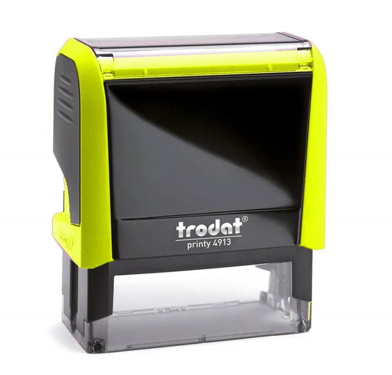 TRODAT PRINTY 4913 Timbro Autoinchiostrante Rettangolare Giallo Neon 58×22 mm Testo a 5-6 righe con Cartuccia Nera