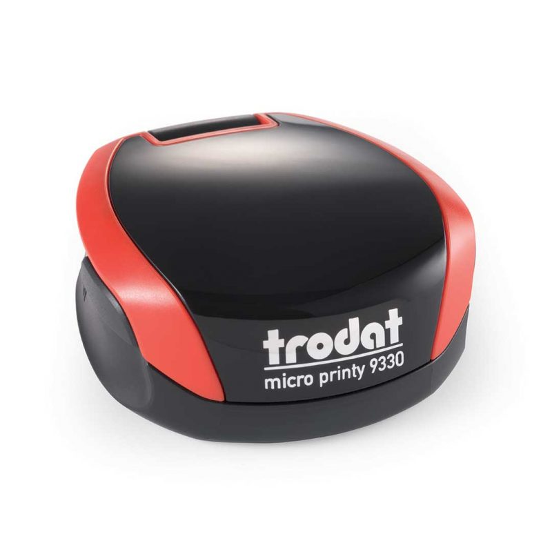 Timbro Autoinchiostrante Tascabile Trodat Micro Printy 9330 compreso di Impronta Laser in Gomma Rotonda D 30 mm rosso