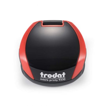 Timbro Autoinchiostrante Tascabile Trodat Micro Printy 9330 compreso di Impronta Laser in Gomma Rotonda D 30 mm rosso fuoco