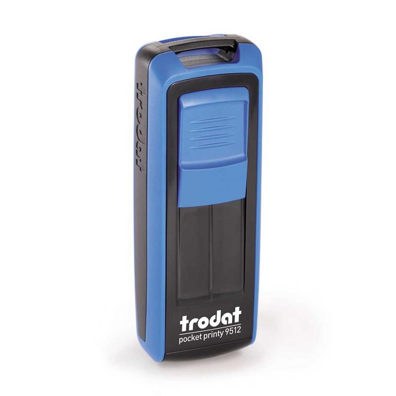 Timbro Autoinchiostrante Tascabile Trodat Pocket Printy 9512 Nero-Blu compreso di Impronta Laser in Gomma 47 x 18 mm