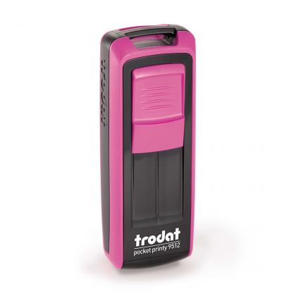 Timbro Autoinchiostrante Tascabile Trodat Pocket Printy 9512 Nero-Fucsia compreso di Impronta Laser in Gomma 47 x 18 mm