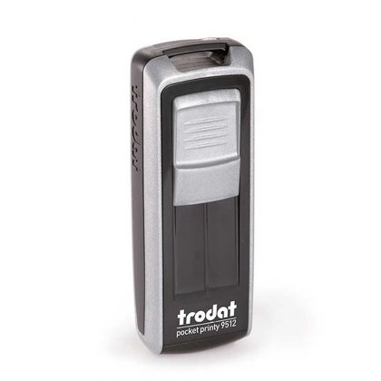 Timbro Autoinchiostrante Tascabile Trodat Pocket Printy 9512 Nero-Silver compreso di Impronta Laser in Gomma 47 x 18 mm