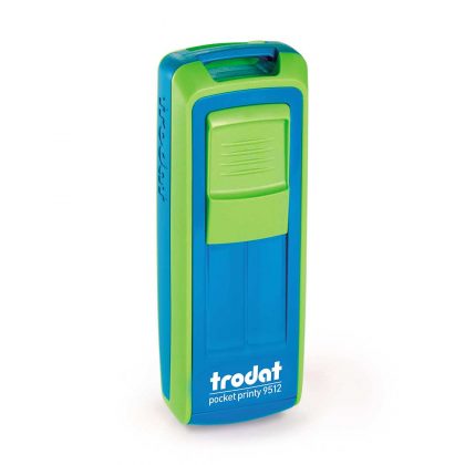 Timbro Autoinchiostrante Tascabile Trodat Pocket Printy 9512 Nero-Verde compreso di Impronta Laser in Gomma 47 x 18 mm