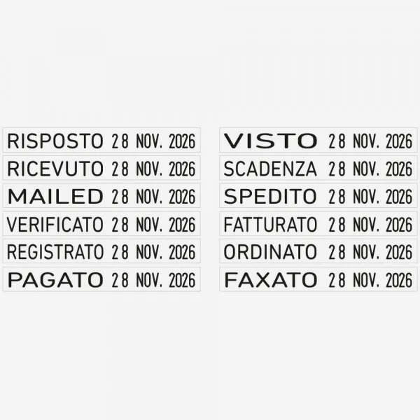 TRODAT PRINTY P2 4817 12 Parole + Datario data italiana 50 x 5 mm data italiana con Cartuccia Nera