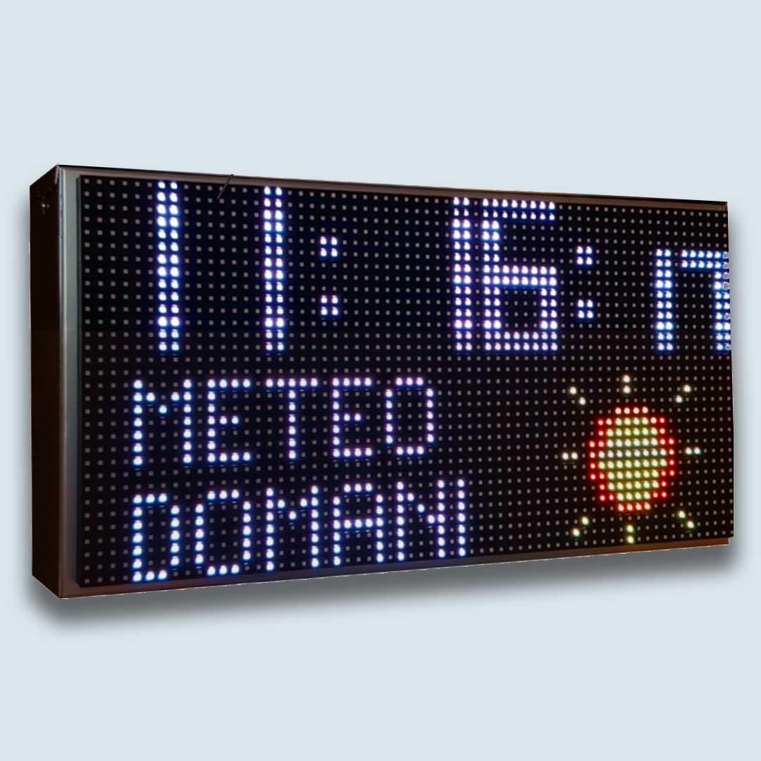 Led Display Orologio Ora Data Meteo Monofacciale multicolore a 7 colori  78x27 cm leggibile sino a 100 mt