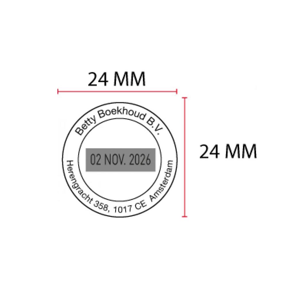 TRODAT PRINTY 46125 Timbro Autoinchiostrante Datario data italiana Rotondo  Diametro Ø 24 mm con testo personalizzato sino a 4 righe e Cartuccia Nera –