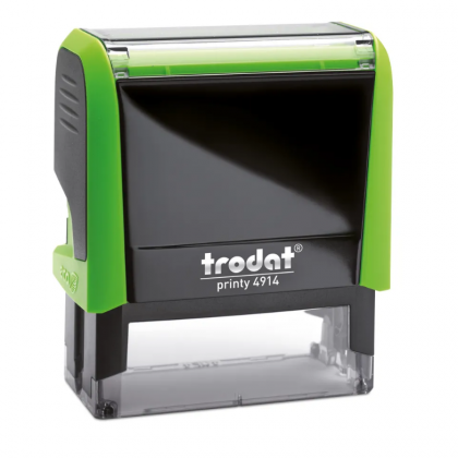 TRODAT PRINTY 4914 Timbro Autoinchiostrante Rettangolare Verde Mela 64×26 mm Testo a 6-7 righe con Cartuccia Nera