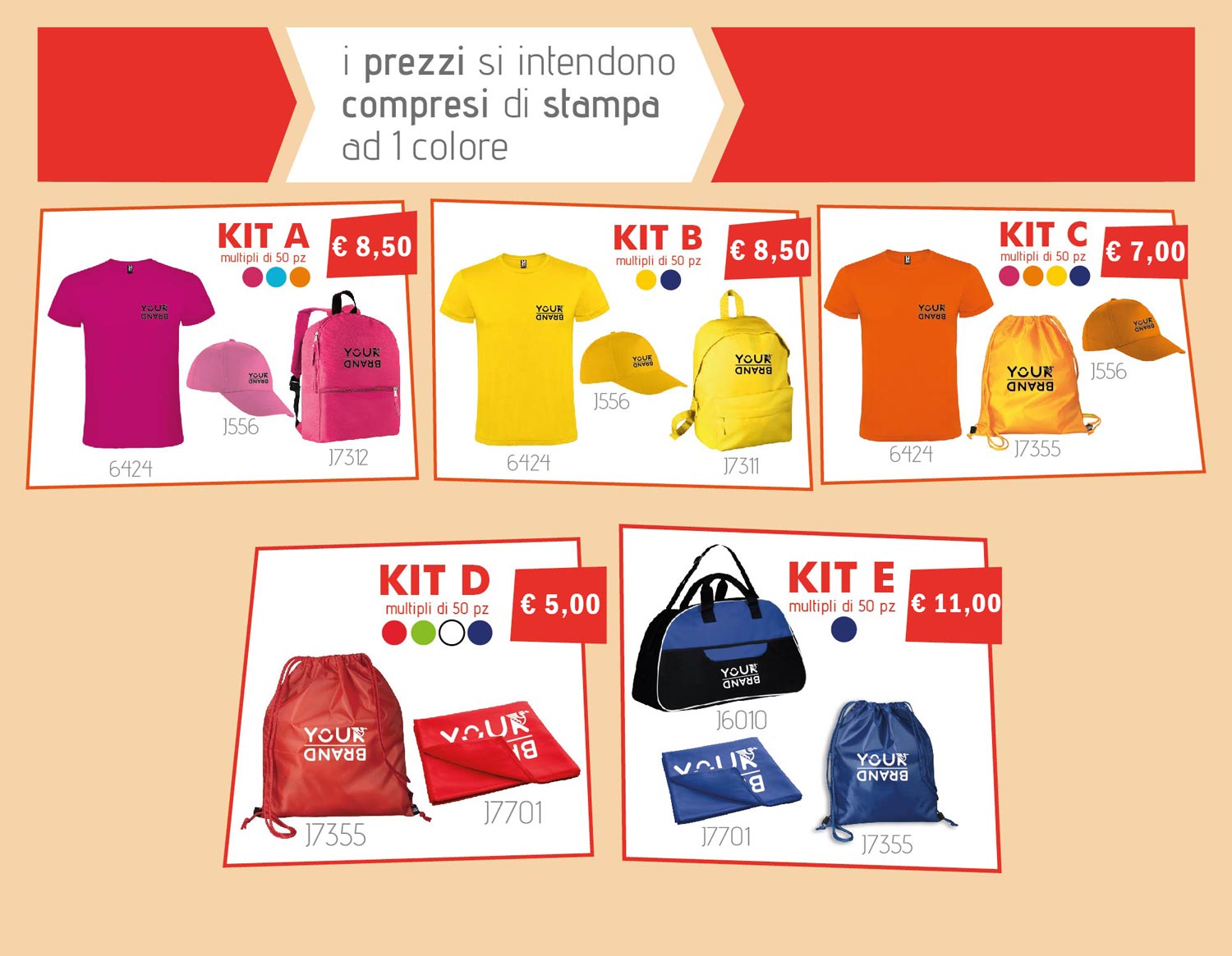 kit promozionale tempo libero con marchio logo