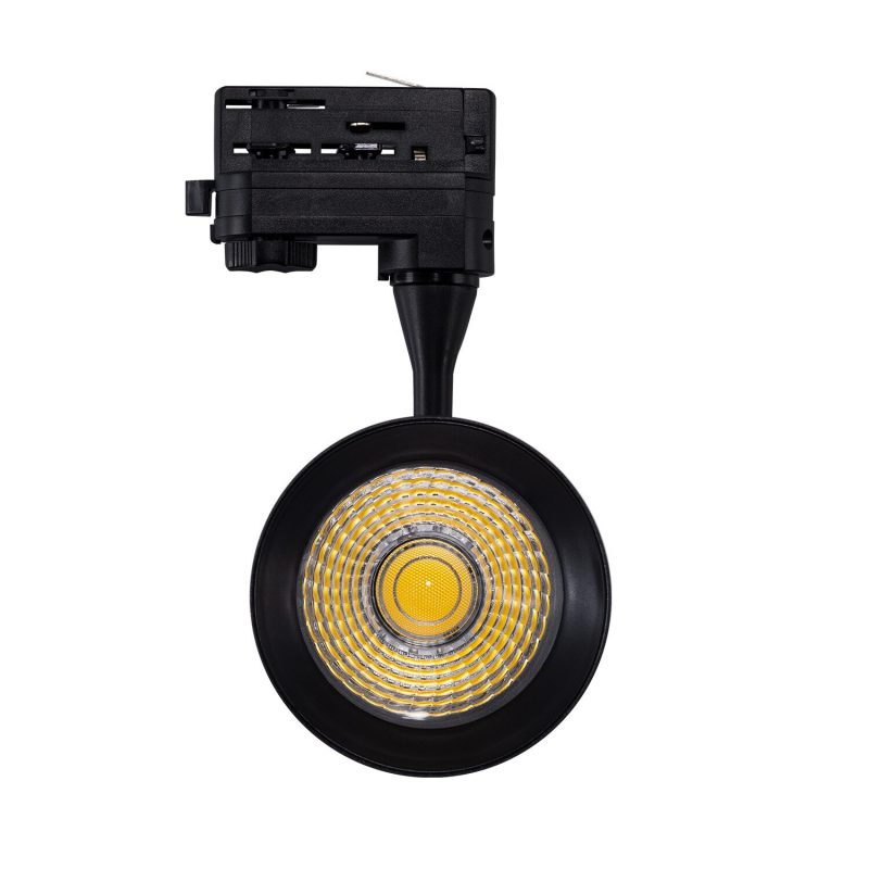 Faretto Led 30W per binario trifase 3000 lumen CRI80 Nero Luce bianco caldo