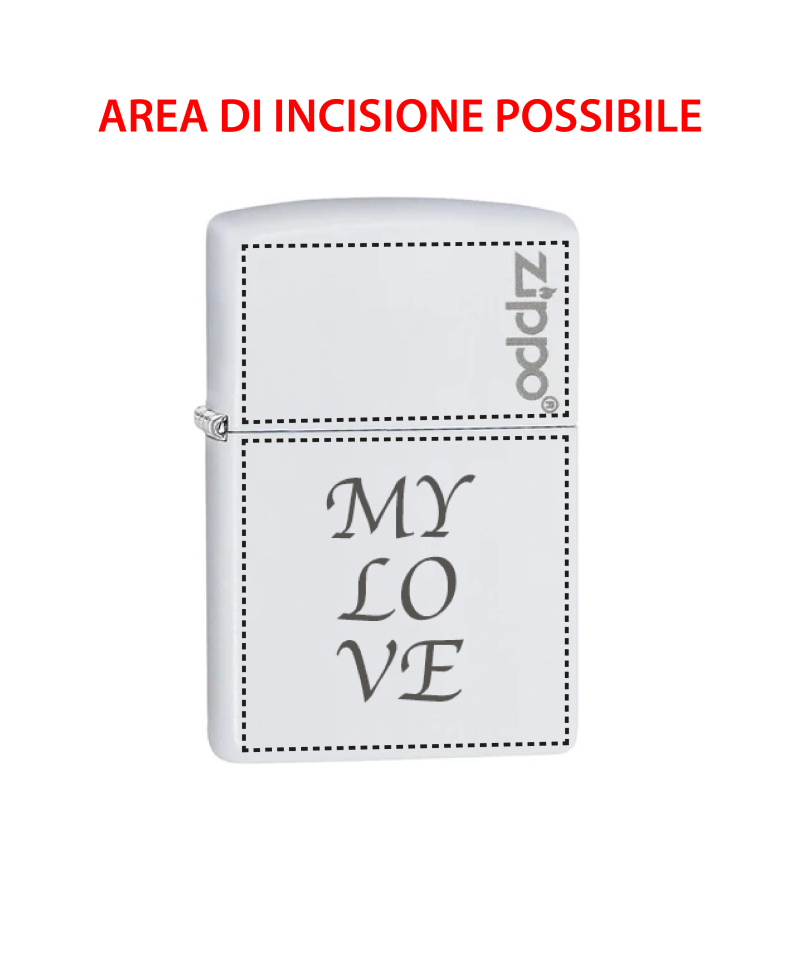 ACCENDINO ZIPPO ORIGINALE BIANCO MATTE CON LOGO art. 214ZL