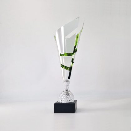 Coppa trofeo argentato a foglia per premiazioni ed eventi