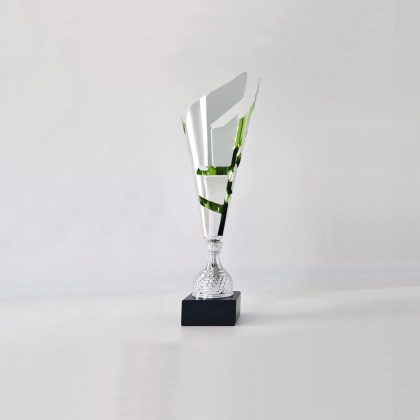 Coppa trofeo argentato a foglia per premiazioni ed eventi